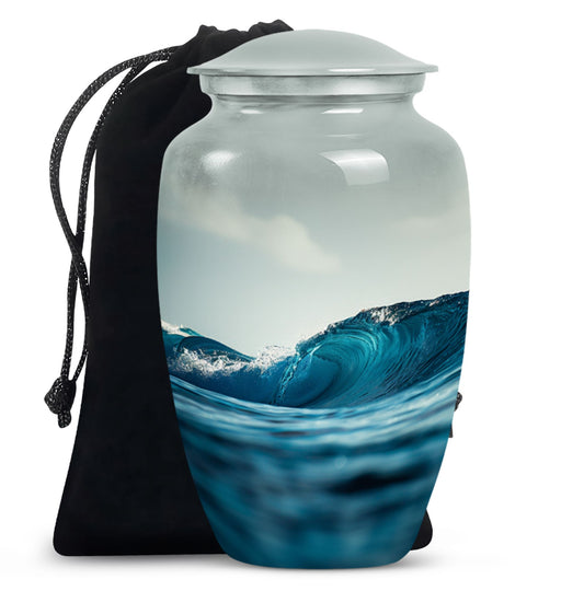 Ocean Waves Theme Large Urn 10 Inch