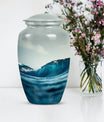 10-inch large ocean waves urn with butterfly theme.
