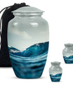 10-inch large ocean waves urn with butterfly theme.