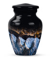 10-inch classic ocean waves urn with butterfly theme.