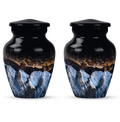 10-inch classic ocean waves urn with butterfly theme.