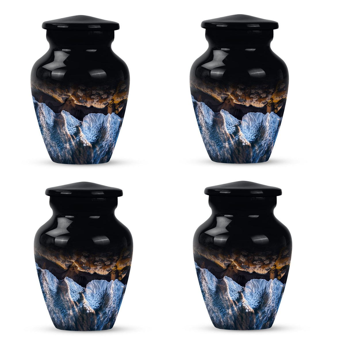 10-inch classic ocean waves urn with butterfly theme.