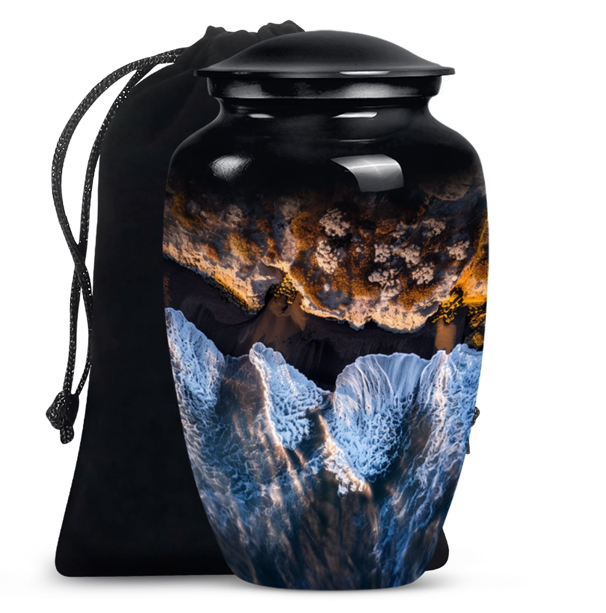 Ocean Waves Theme Large Urn 10 Inch