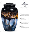 10-inch classic ocean waves urn with butterfly theme.