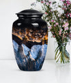 10-inch classic ocean waves urn with butterfly theme.