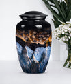 10-inch classic ocean waves urn with butterfly theme.