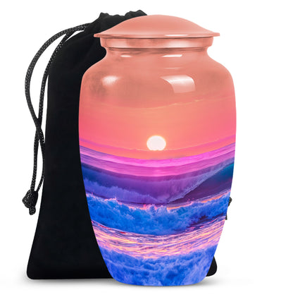 Ocean waves themed 10-inch classic urn for adult