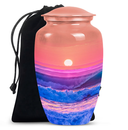 Ocean waves themed 10-inch classic urn for adult