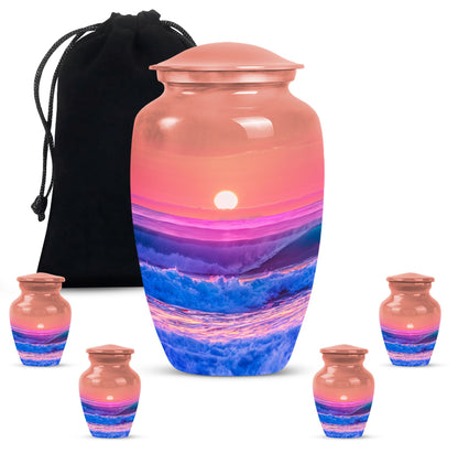 Ocean waves themed 10-inch classic urn for adult