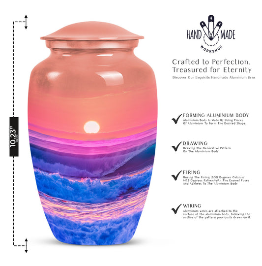 Ocean waves themed 10-inch classic urn for adult