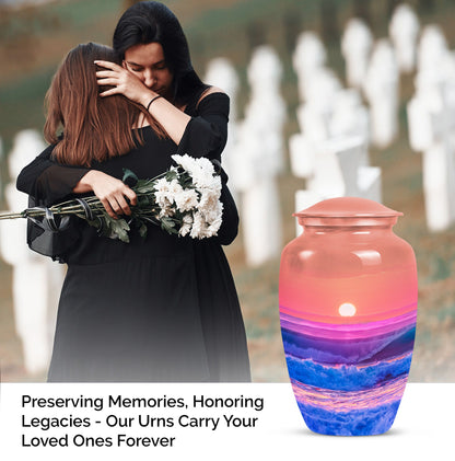 Ocean waves themed 10-inch classic urn for adult
