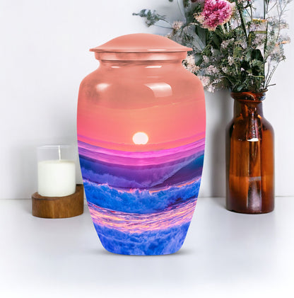 Ocean waves themed 10-inch classic urn for adult
