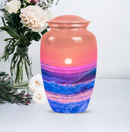 Ocean waves themed 10-inch classic urn for adult