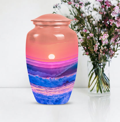 Ocean waves themed 10-inch classic urn for adult