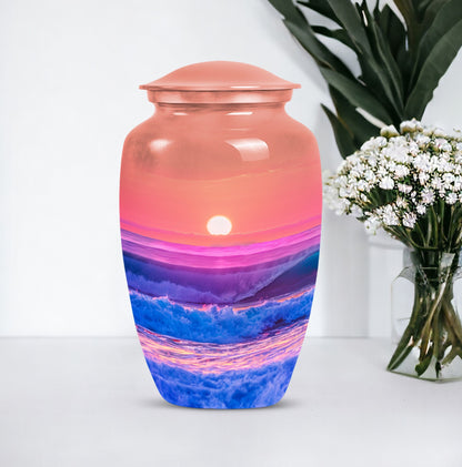 Ocean waves themed 10-inch classic urn for adult
