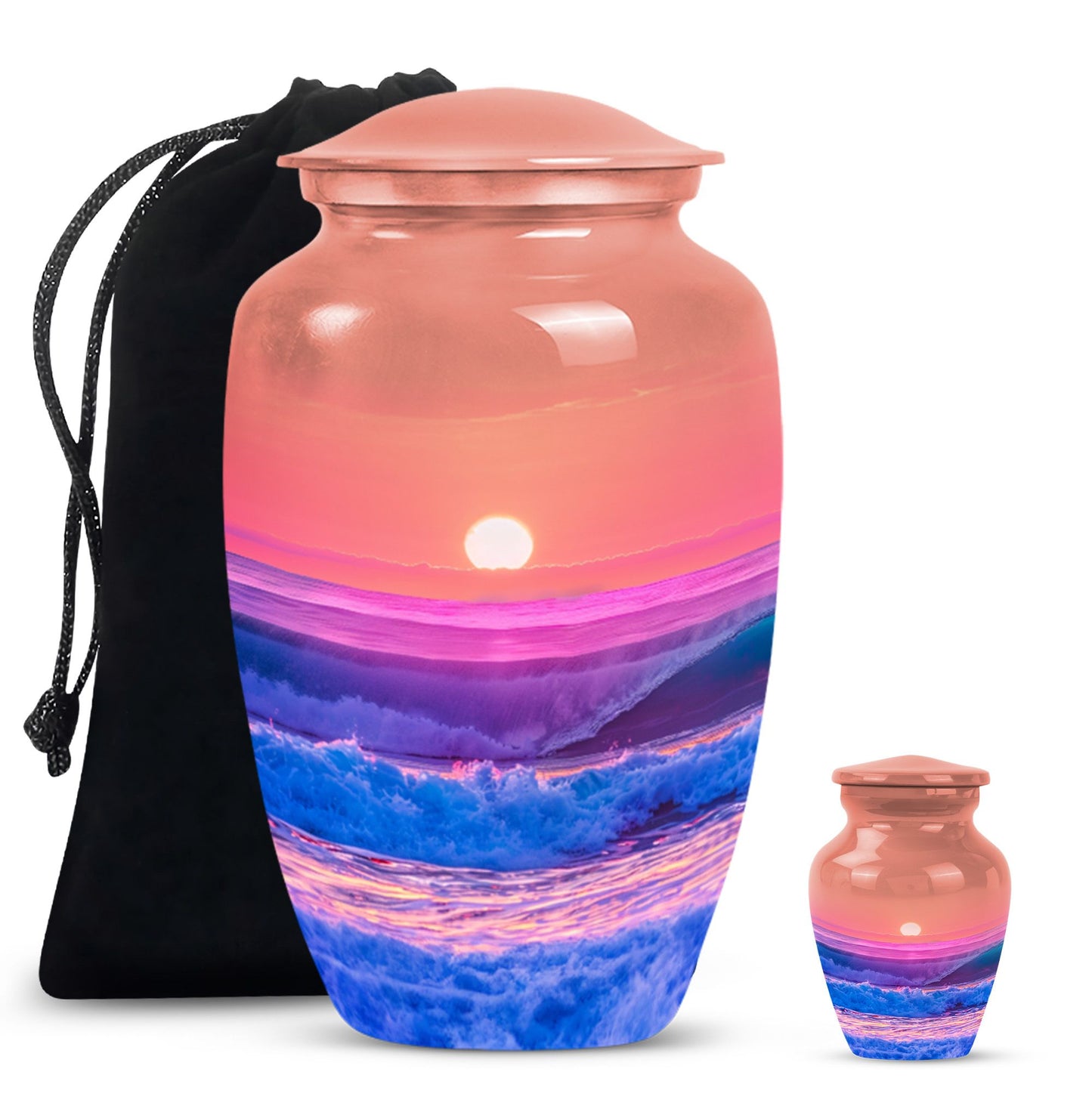 Ocean waves themed 10-inch classic urn for adult