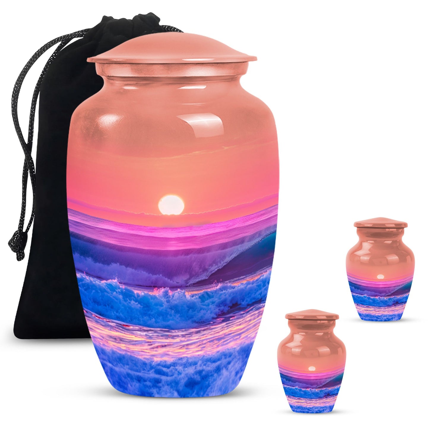 Ocean waves themed 10-inch classic urn for adult