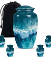 Classic ocean waves urn with butterfly theme for human ashes