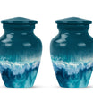 Classic ocean waves urn with butterfly theme for human ashes