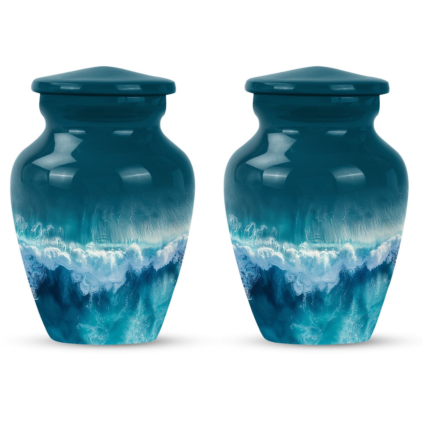 Classic ocean waves urn with butterfly theme for human ashes