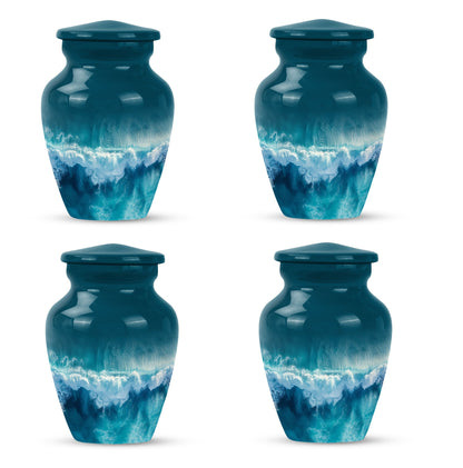 Classic ocean waves urn with butterfly theme for human ashes