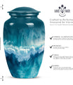 Classic ocean waves urn with butterfly theme for human ashes