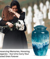 Classic ocean waves urn with butterfly theme for human ashes
