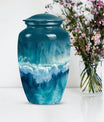 Classic ocean waves urn with butterfly theme for human ashes