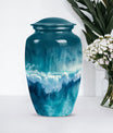 Classic ocean waves urn with butterfly theme for human ashes