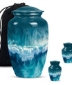 Classic ocean waves urn with butterfly theme for human ashes