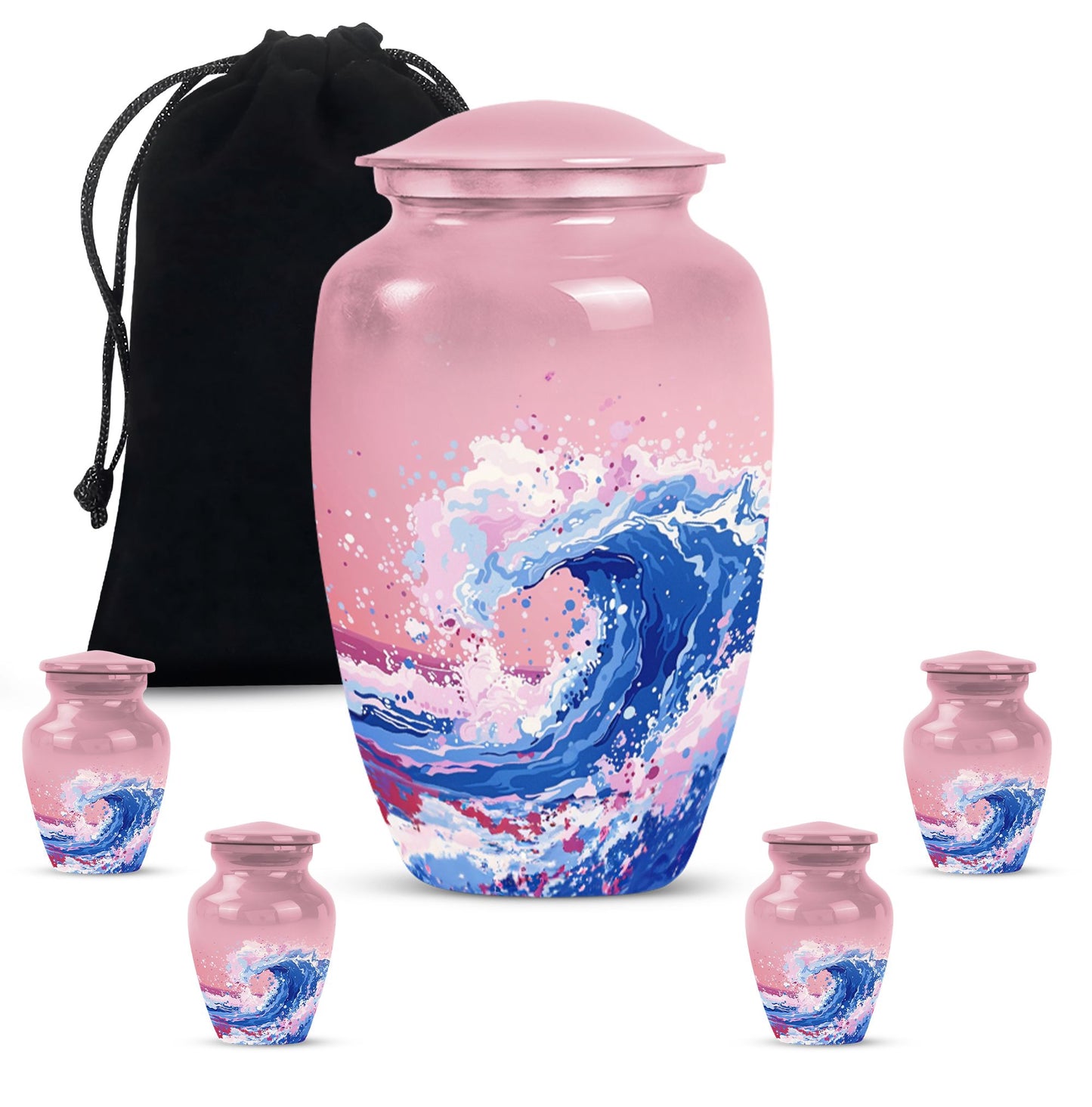 10-inch ocean waves urn, aluminium-made classic design