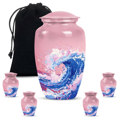 10-inch ocean waves urn, aluminium-made classic design