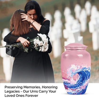 10-inch ocean waves urn, aluminium-made classic design