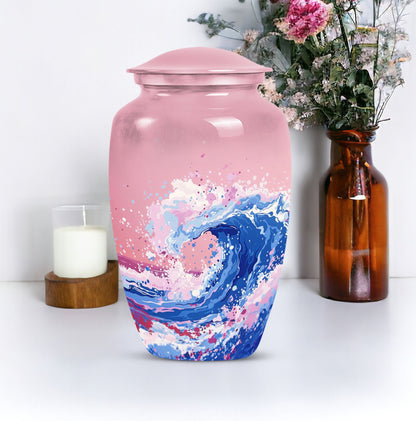 10-inch ocean waves urn, aluminium-made classic design
