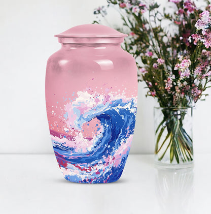 10-inch ocean waves urn, aluminium-made classic design