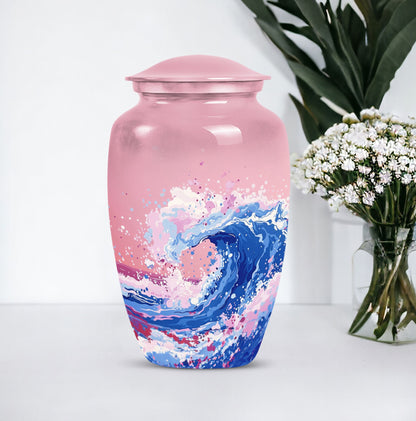 10-inch ocean waves urn, aluminium-made classic design