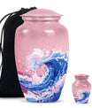 10-inch ocean waves urn, aluminium-made classic design