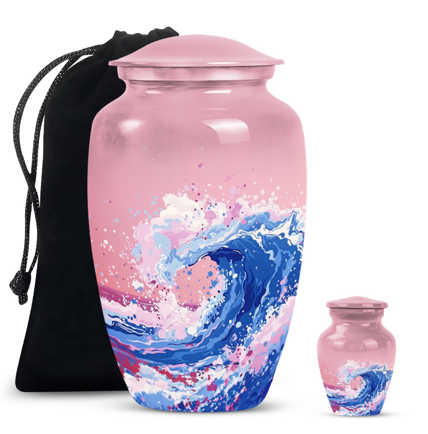 10-inch ocean waves urn, aluminium-made classic design