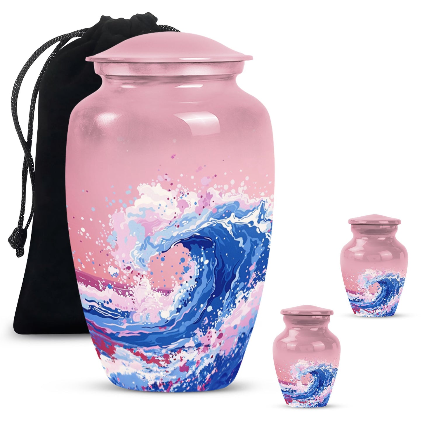 10-inch ocean waves urn, aluminium-made classic design