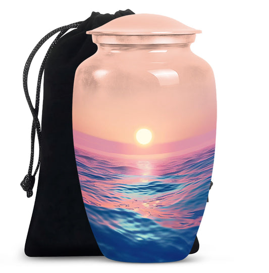 Classic ocean waves urn for adult human ashes.