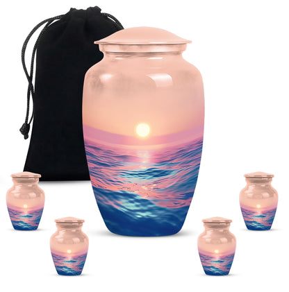 Classic ocean waves urn for adult human ashes.
