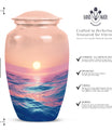 Classic ocean waves urn for adult human ashes.