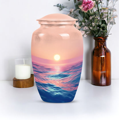 Classic ocean waves urn for adult human ashes.