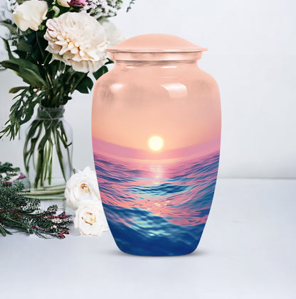 Classic ocean waves urn for adult human ashes.