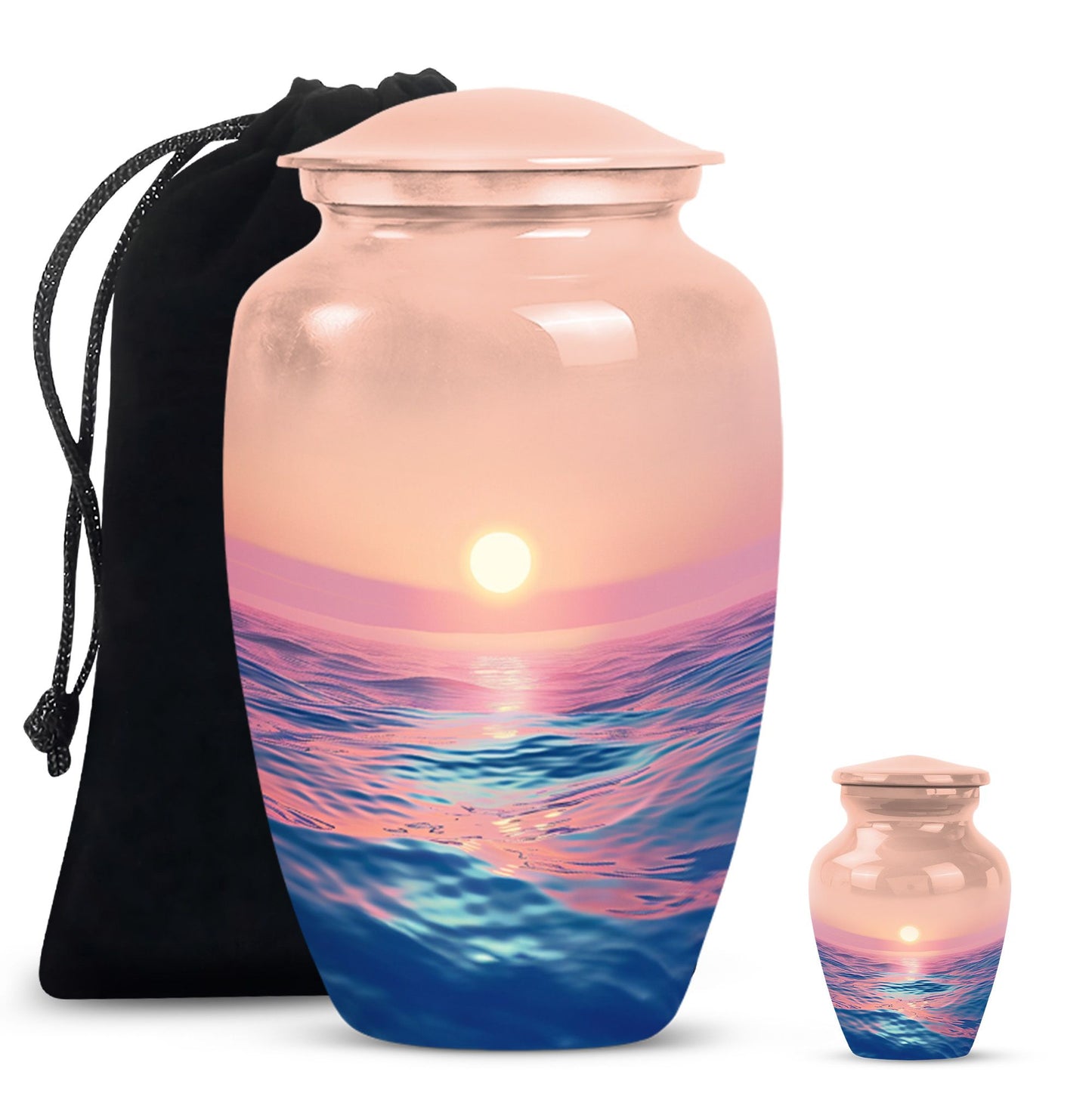 Classic ocean waves urn for adult human ashes.