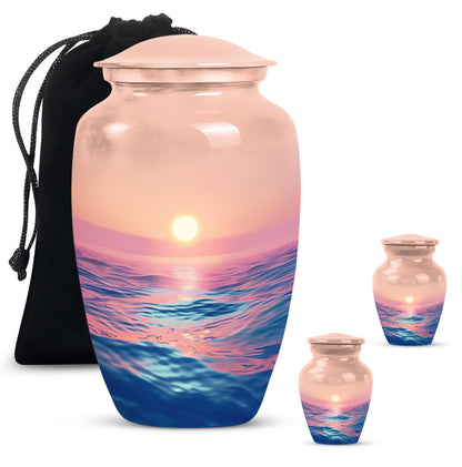 Classic ocean waves urn for adult human ashes.