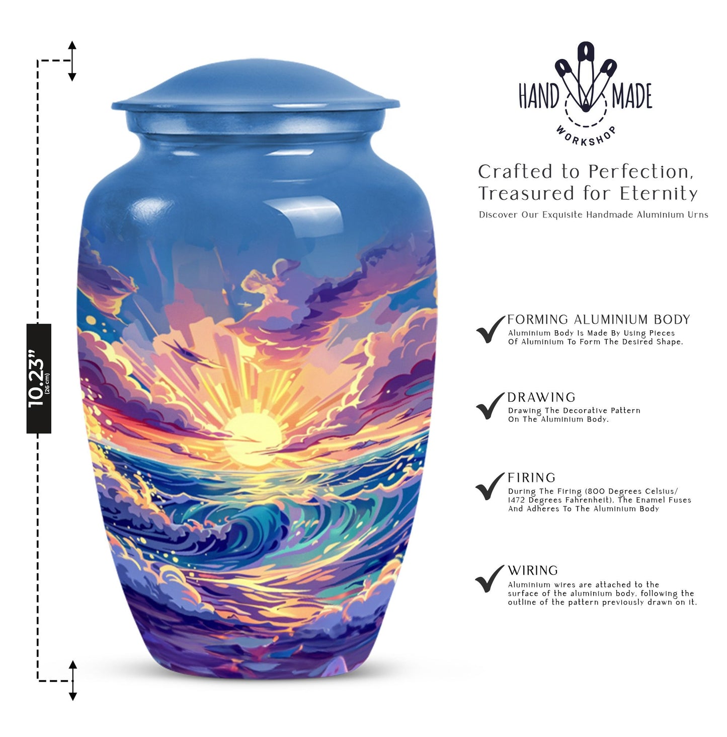 10-inch ocean waves urn 
