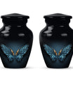 wings blue urn with butterfly theme for human ashes,