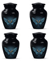 wings blue urn with butterfly theme for human ashes,