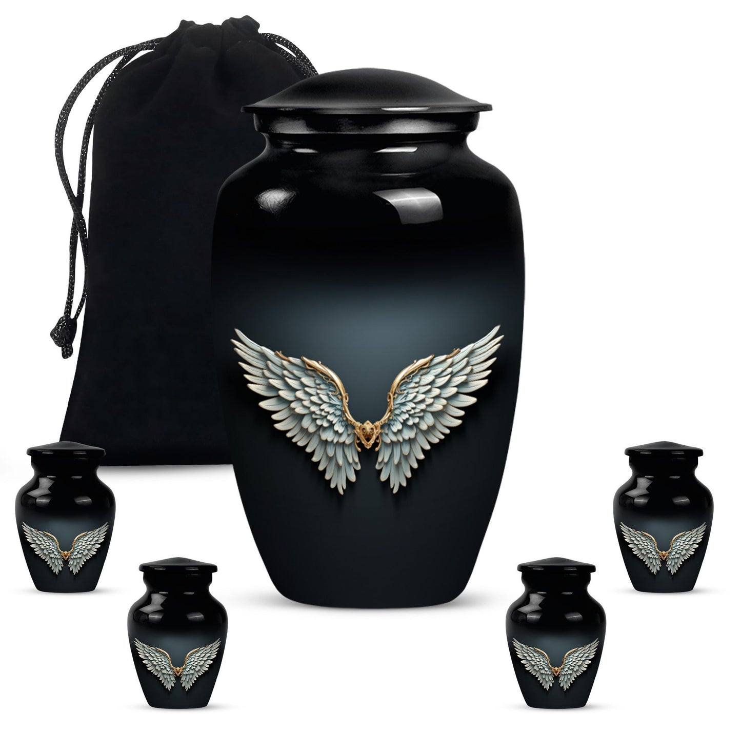  wings blue urn for ashes, personalized butterfly theme, 